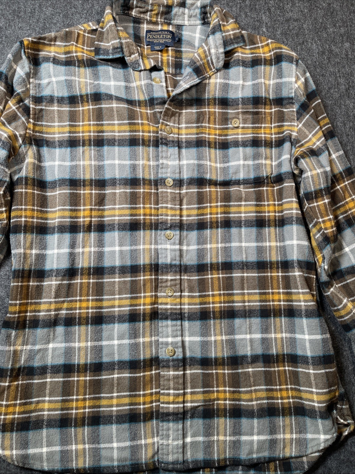 Pendleton Flannel Plaid  Medium Gray Brown Gold T… - image 8