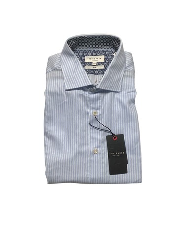 Ted Baker Herren Slim Fit Oberhemd XL 17,5 in 34-35 blau gestreift