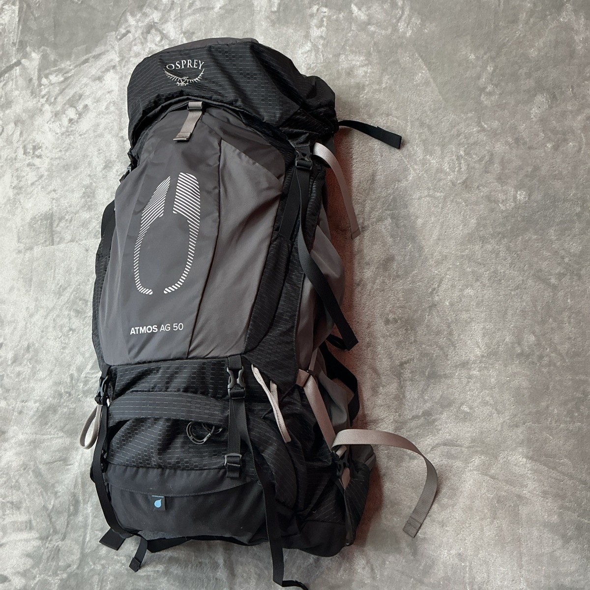 Osprey Atmos AG 50 Backpack Mens L/XL Black advanced suspension system Osprey Atmos AG 50 Backpack Mens L/XL Black advanced suspension system