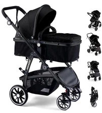 Hagaday Foldable Baby Stroller 2-in-1 Reversible Toddler seat with Bassinet Mode