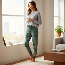 Fleece Sweatpants Joggers Hunter Green Tie-Dye, Unisex S-XL