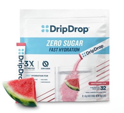 DripDrop Sugar Free Hydration Packets - Zero Watermelon - Single Serve Electr...