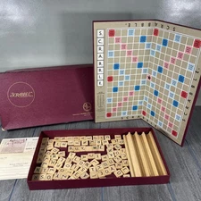 VTG Scrabble Game SELCHOW RIGHTER 1953 Wood Tiles Racks Board Complete Clean