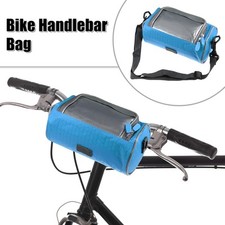 Handlebar Bag with Touch Screen Phone Holder Front Storage Bag for Bike Blue