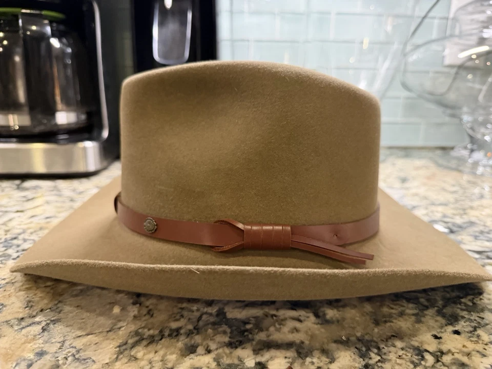 90s 5X Stetson Gun Club Catera Hat, Bark Brown, Size 6 7/8 , Mint Condition - Image 4 of 4