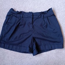Oasis Blue Shorts Size 10 Cotton Frill Detail Pockets Summer Holiday Casual