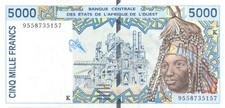 West African States - 5000 Francs - ND (1995) - P713Kd - UNC