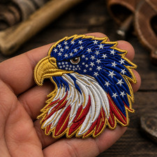 American Eagle Flag Embroidered Patch Iron-On Patriotic USA Military Badge