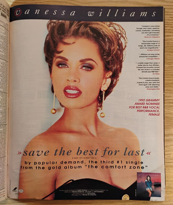 1992 VANESSA WILLIAMS ORIGINAL UNFRAMED magzine PROMO AD condition issue
