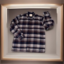 Weatherproof Vintage Cotton Brushed Flannel Button Down Plaid Shirt, Blue, Large