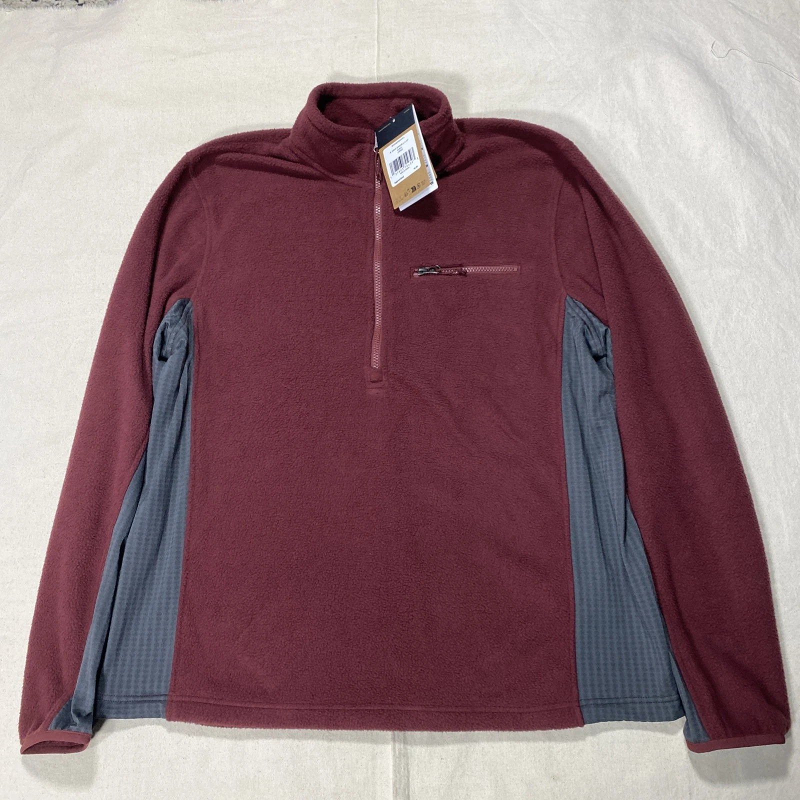 The North Face Men's Boreas Half-Zip Hiking Fleece Top Sumac Burgundy Size L NWT