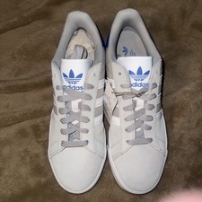 Adidas Para Hombre Campus Vulc Gris Azul Blanco Fútbol Zapatos de Patín Blanco Talla 10.5 Nuevo