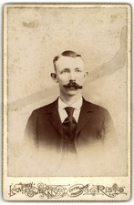 Cabinet Card Circa 1890s Lovejoy Handsome Man with Mustache New York