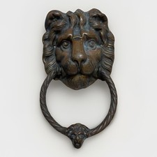 Vintage Brass Lion Head Door Knocker Made in England Classic Hardware Antique UK