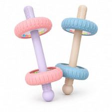 Baby Teether Toys, Dumbbell Rattle, 3-12 Months, Blue  Pink