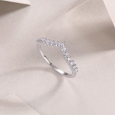 0.39ct V Shape Engagement Ring Wedding Lab-Created Diamond Alternative D/VVS1