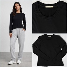 Marine Layer Black Modal Crewneck Long Sleeve Tulip Back M Made in USA Soft Tee