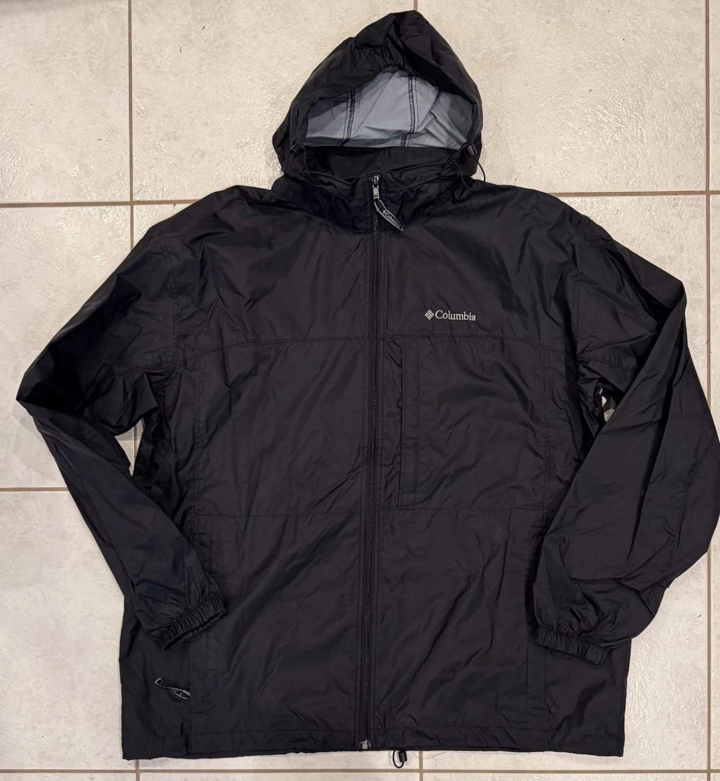 Columbia Men’s Windbreaker Jacket Hood BLACK 2XT 2X TALL