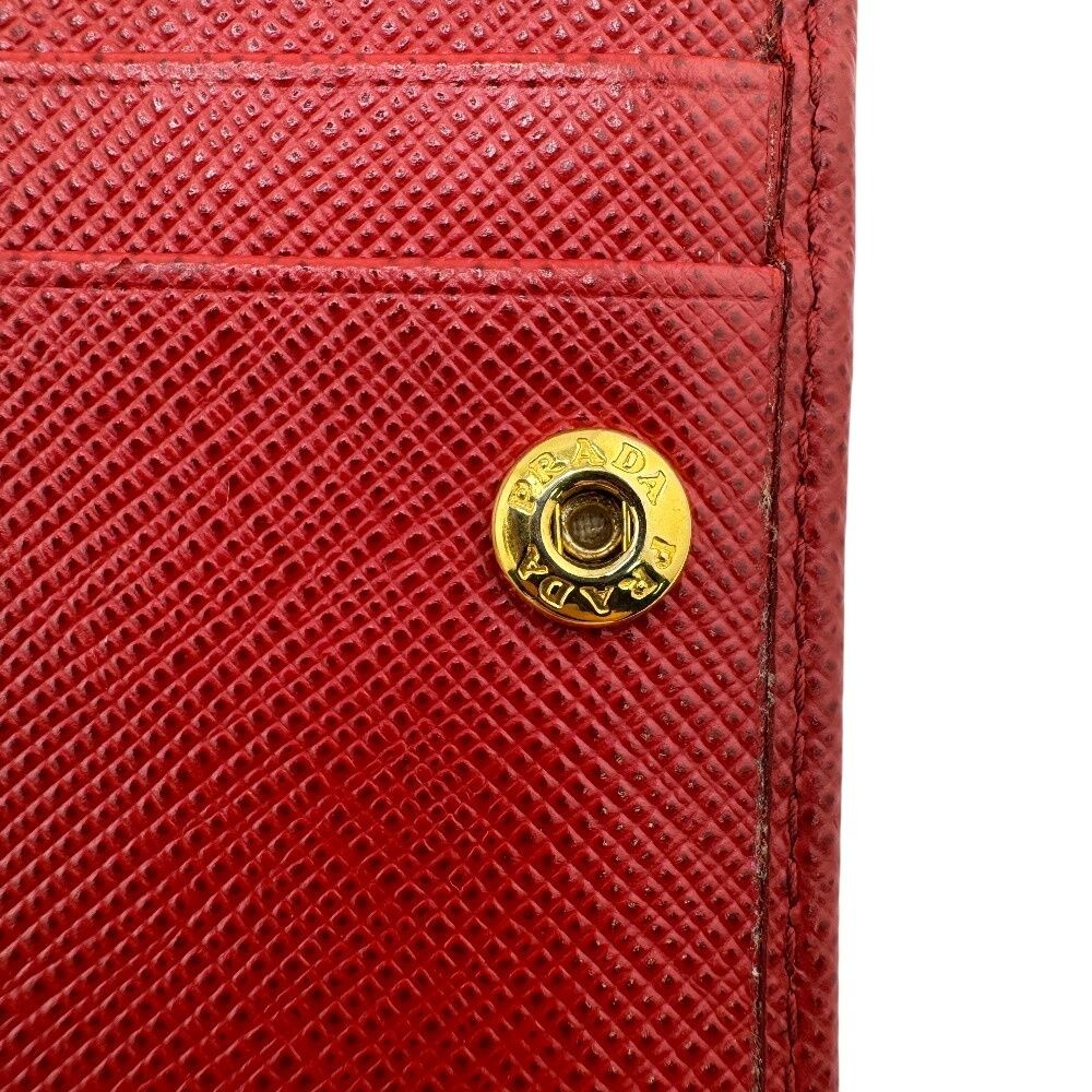 PRADA 1MC122 Saffiano Leather Bifold Card Case Wallet Red 13.5x7.5cm Rank AB Aut thumbnail 19