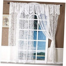 Lace Curtains with Attached Valances 2 Panels 63 60"W x 63"L Pack of 2 White