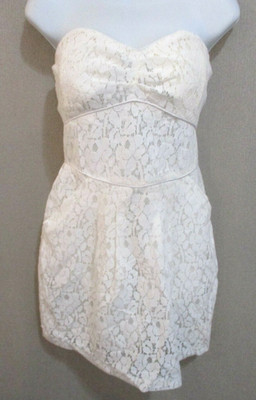 Costa Blanca Strapless Mini Dress Size Large ~ Pockets ~ NWT ~ White Lace