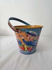 Vintage Chad Valley Tin Litho Sand Pail With Shovel Ocean Saucy Sal 6 F4-16