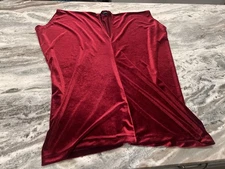 Land's End Tunic Top Large 14-16 Red Velvet Drapey Dolman Sleeve Christmas