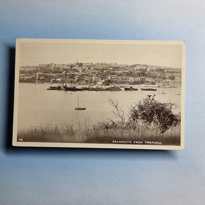 Falmouth Postkarte 1952 Cornwall Trefusis Schwimmkran Militärschiffe
