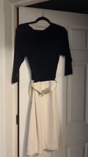 Tory burch black and white belted dress size large