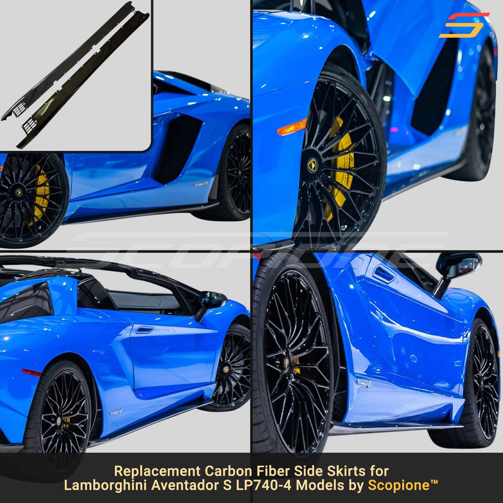 Scopione Carbon Widened Side Skirts for Lamborghini 18-21 Aventador S LP740-4