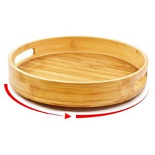 Wooden Lazy Susan Organizer for cabinet-12 Inch Kitchen Turntable Bamboo