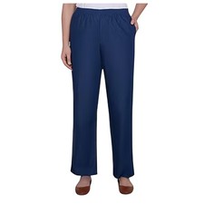 Alfred Dunner Classics Navy Blue Elastic Waist Pull On Pants Size 12 Short NEW