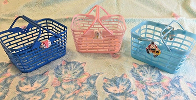 Vintage (3)1990s Small Plastic Baskets - 2 Bunnys, Easter Egg 5'' x 3''