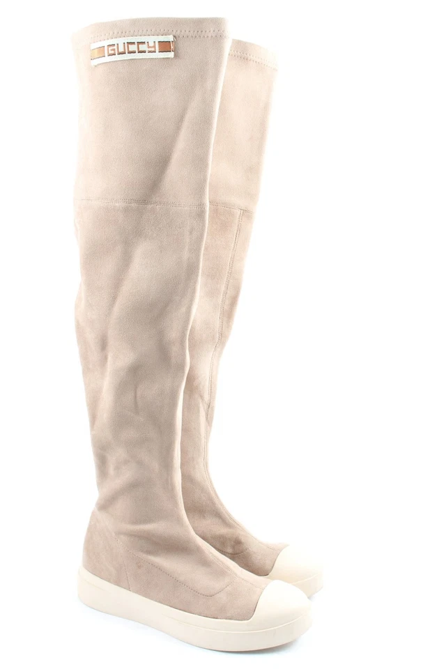 GUCCI Cuissarde Dames Botte haute T EU 38 crème style décontracté - Photo 3/4