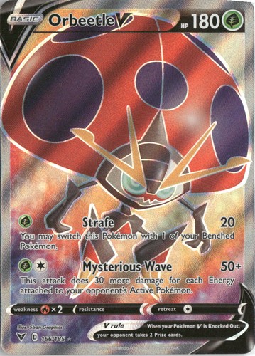 Pokemon Orbeetle V (Full Art) Ultra Rare Holo SWSH04: Vivid Voltage 166/185 NM