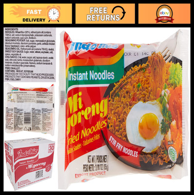 Instant Stir Fry Noodles, Halal Certified, Original Flavor, 30 Pack - Indomie Mi