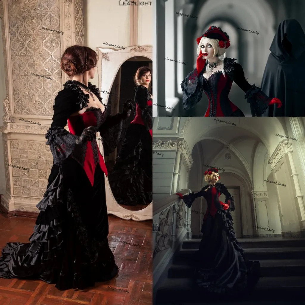 women's red and black dress for a vampire coronation FC355 tone chiffon and ribbon Fun Costumes Women's Classic Vampire
