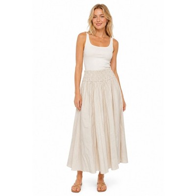 ASOS DESIGN shirred waist detail maxi skirt in stone - Size 10