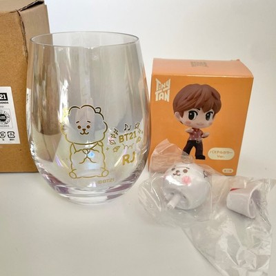 BTS Jin BT21 RJ Glass Cup TinyTAN Figure Keychain LINE FRIENDS Set Official B