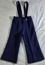 Mothercare Vintage Boy's Suspender Pants 30 Month Navy Blue 1960s 11" Inseam