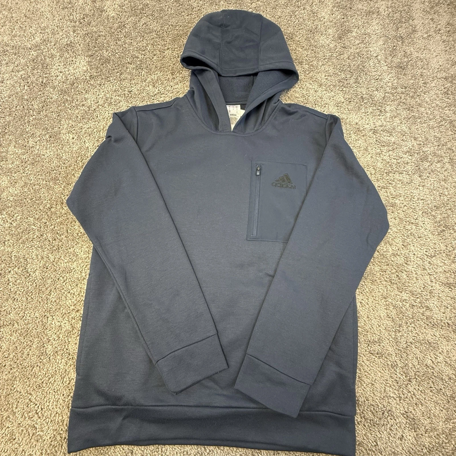 Adidas Hooded Sweatshirt Men's Medium Navy Blue Pocket Sports Outdoors Comfort