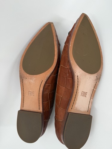 Frye Kenzie Nieten Cognac Leder geprägt spitz zulaufend flache Halbschuhe Größe 9,5 - Bild 9 von 14