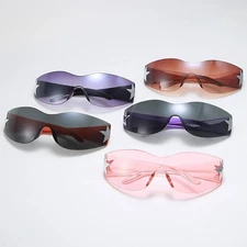 Y2K Sunglasses Pentagram Sports Riding Design UV Protection for Outdoor Use