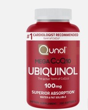 QUNOL UBIQUINOL 100mg. 120 Softgels Mega CoQ10 with 2days fast end free shipping