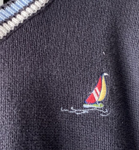 GYMBOREE~Sailboat Nautical Sweater~Boys 6~Navy Blue~Cotton~V-Neck~Pullover~Regal - Picture 3 of 7