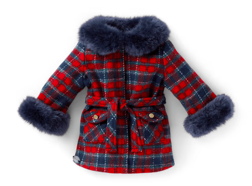 AMERICAN GIRL JANIE AND JACK FUR TRIM PLAID COAT NEW IN PACKAGE SEALED RETIRED
