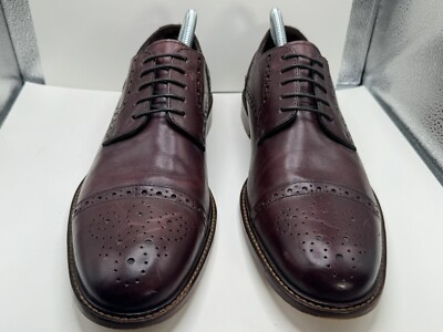 Owings Men’s Burgundy Leather Cap Toe Oxford Dress Shoes Brogue Lace Up Size 9 Joseph Abboud Owings Cap Toe Lace up Oxfords 9 D Burgundy  main image 4