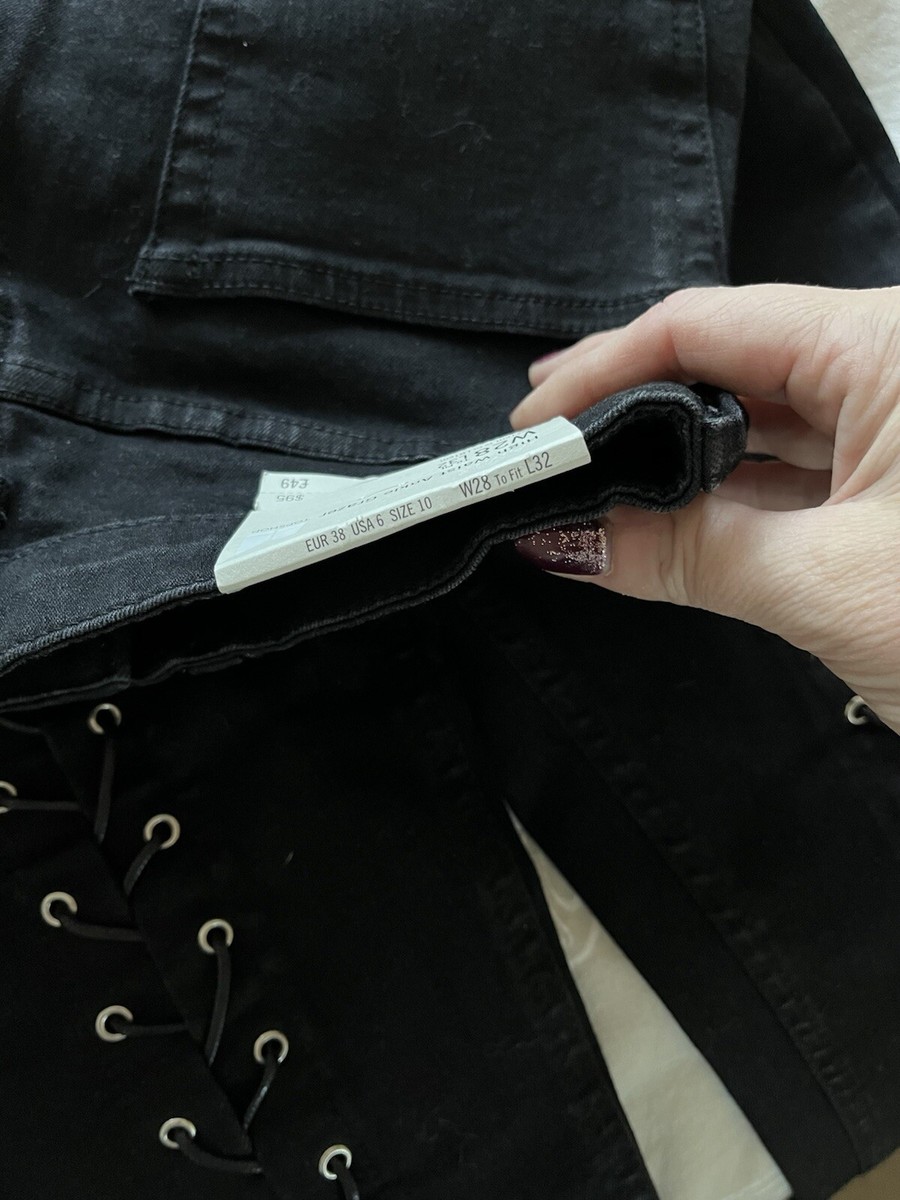 Jean Noir Topshop MOTO - Taille W28 L32 - Ourlet Retroussé - Occasion Très Bon état