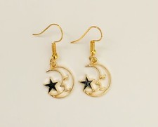 Star and moon earrings, Gold Dangle Earrings, Star Earrings, Moon Earrings, Gold