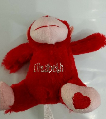 Small Monkey Plush Stuffed Animal Toy Red w/ Elizabeth - Afbeelding 2 van 5